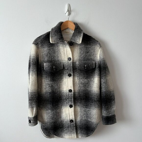 Aritzia Wilfred Free Midi Wool Plaid Ganna Shacket Long Black White Size XS - Picture 4 of 8